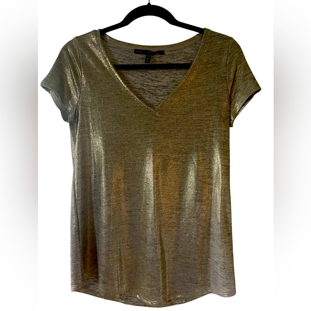 White House Black market gold v neck top